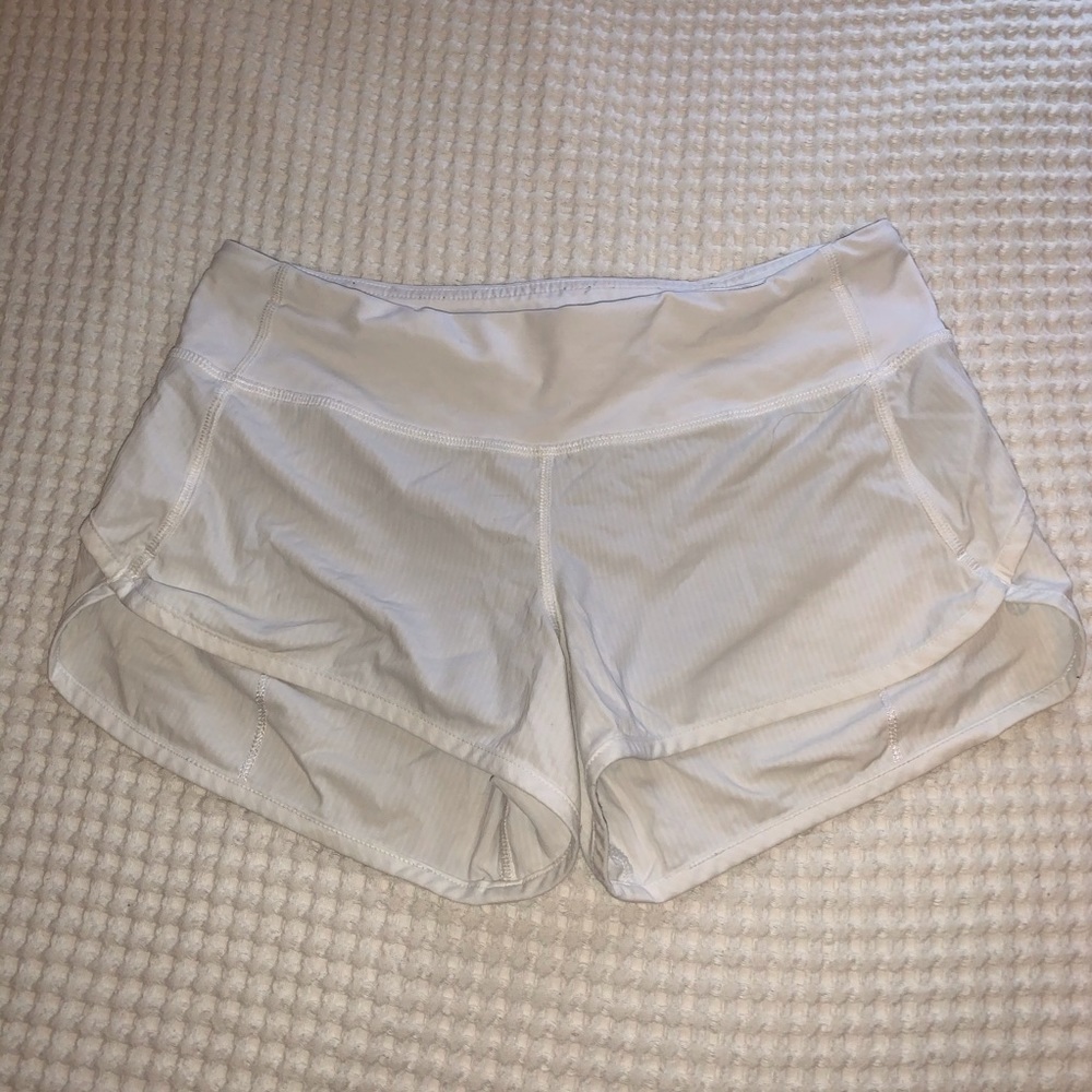 White Lululemon Speed Up Shorts 2.5”